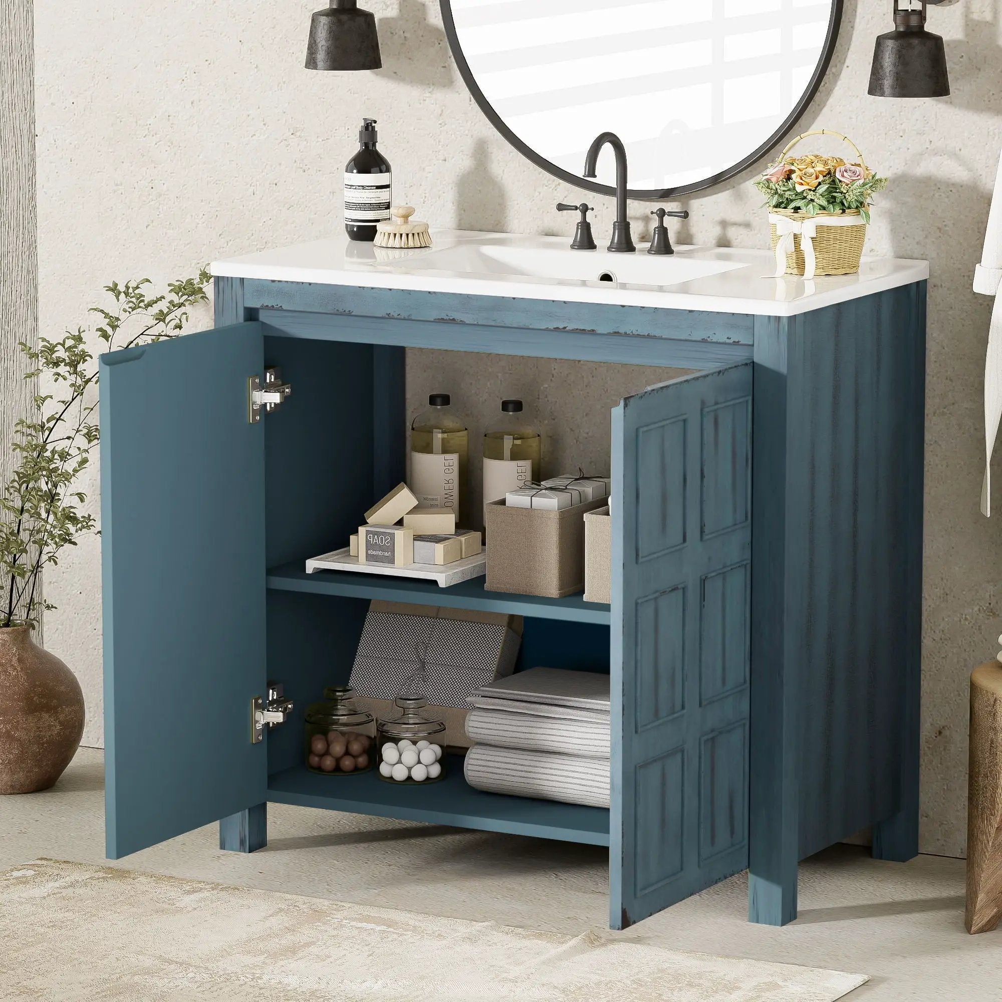 Bathroom Vanity Organizer With Sink, Combo Cabinet Set, Bathroom Storage Cabinet by Unique Piece Furniture