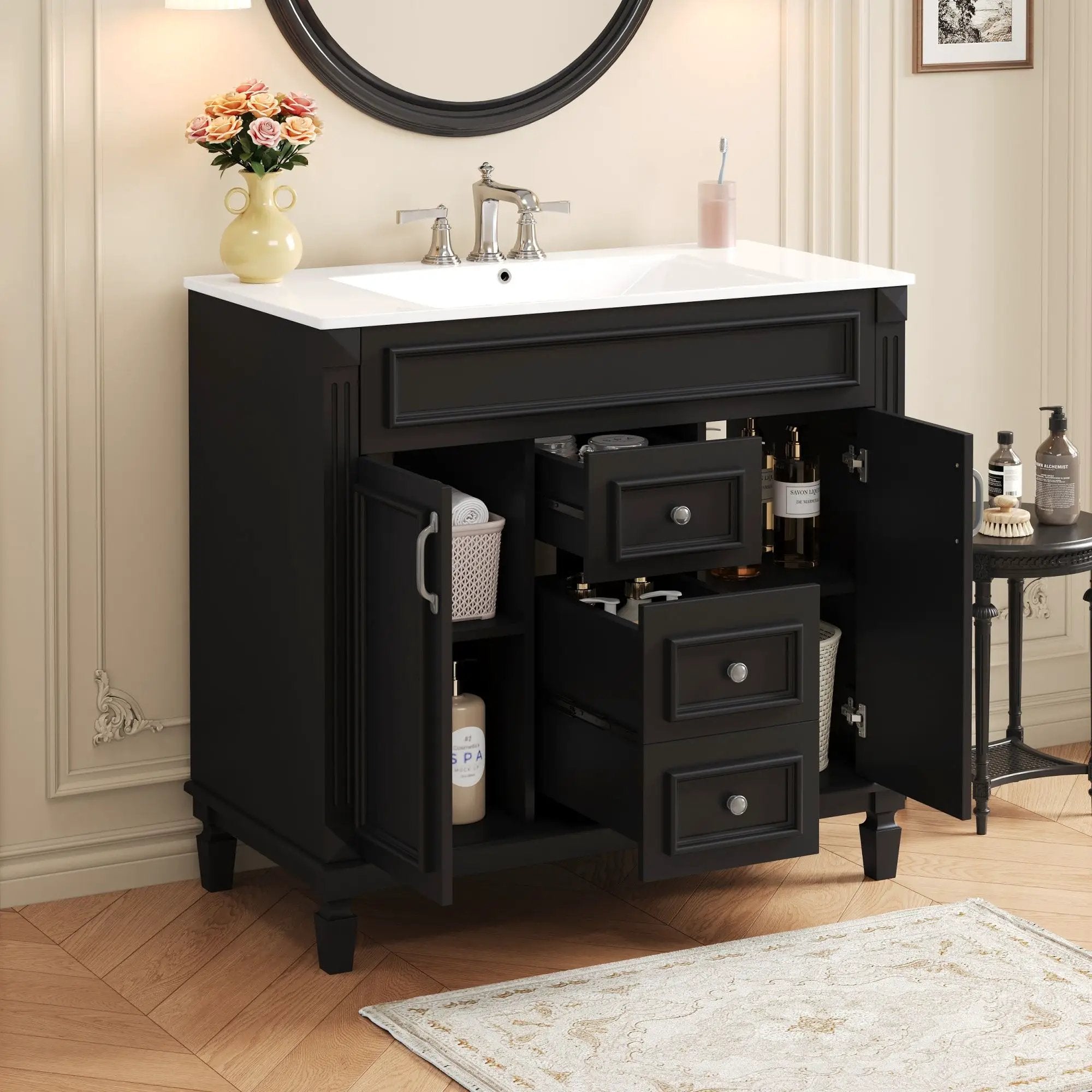 Bathroom Vanity With Top Sink, Basin On Cabinet With 2 Soft Closing Doors And 2 Drawers by Unique Piece Furniture