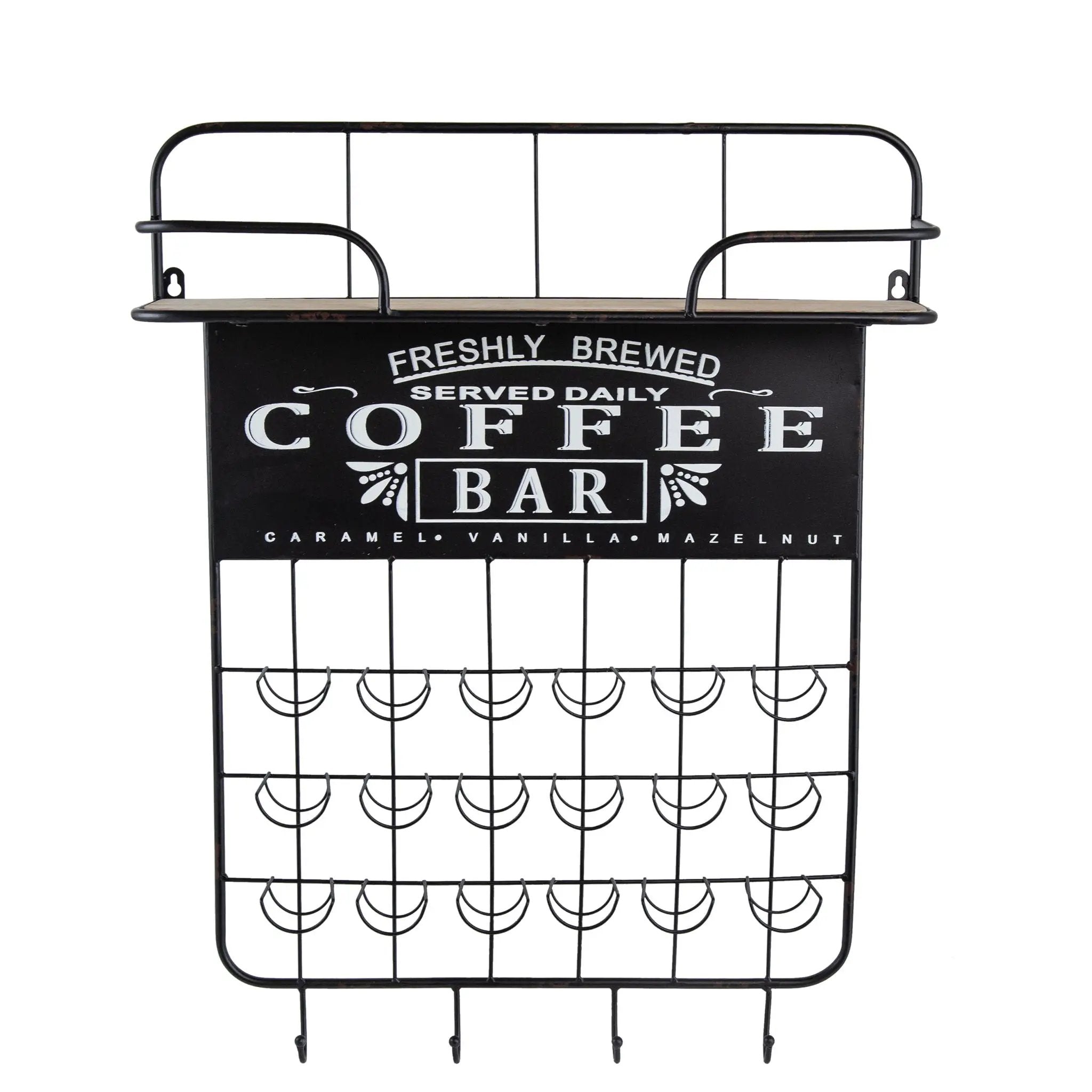 Floating Coffee Bar Shelf With Coffee Pod Holder, Hooks And Storage Shelf - Black by Unique Piece Furniture
