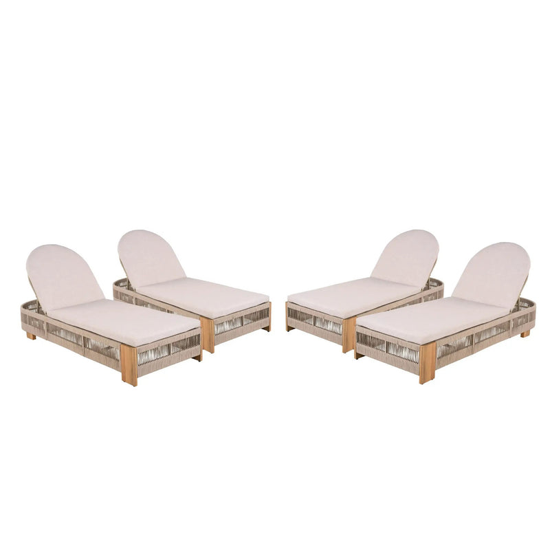 Outdoor Chaise Lounge Chair, Acacia Wood with Adjustable Backrest and Cushion by HouseOfZazla