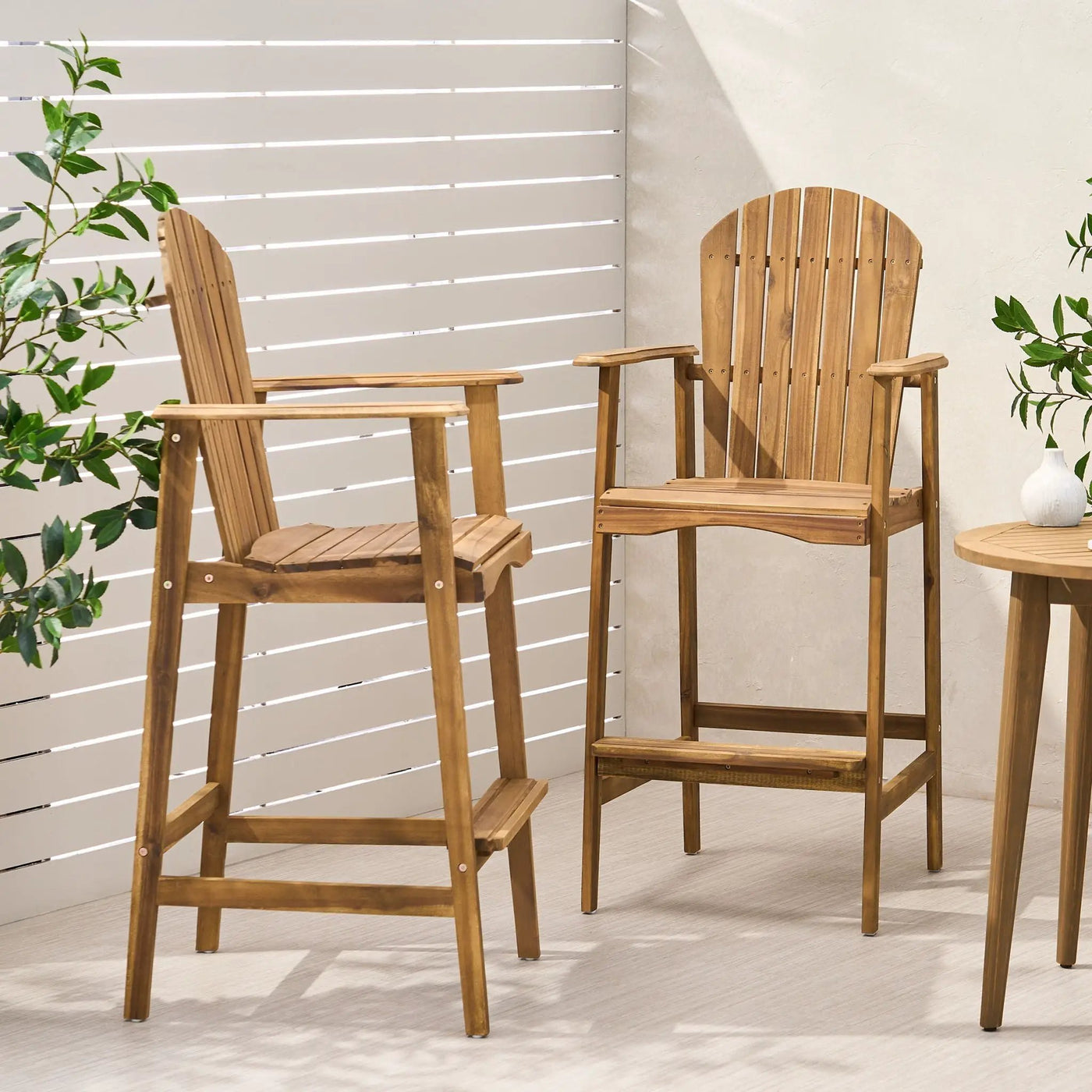 Outdoor Acacia Wood Adirondack Barstools (Set of 2) by HouseOfZazla