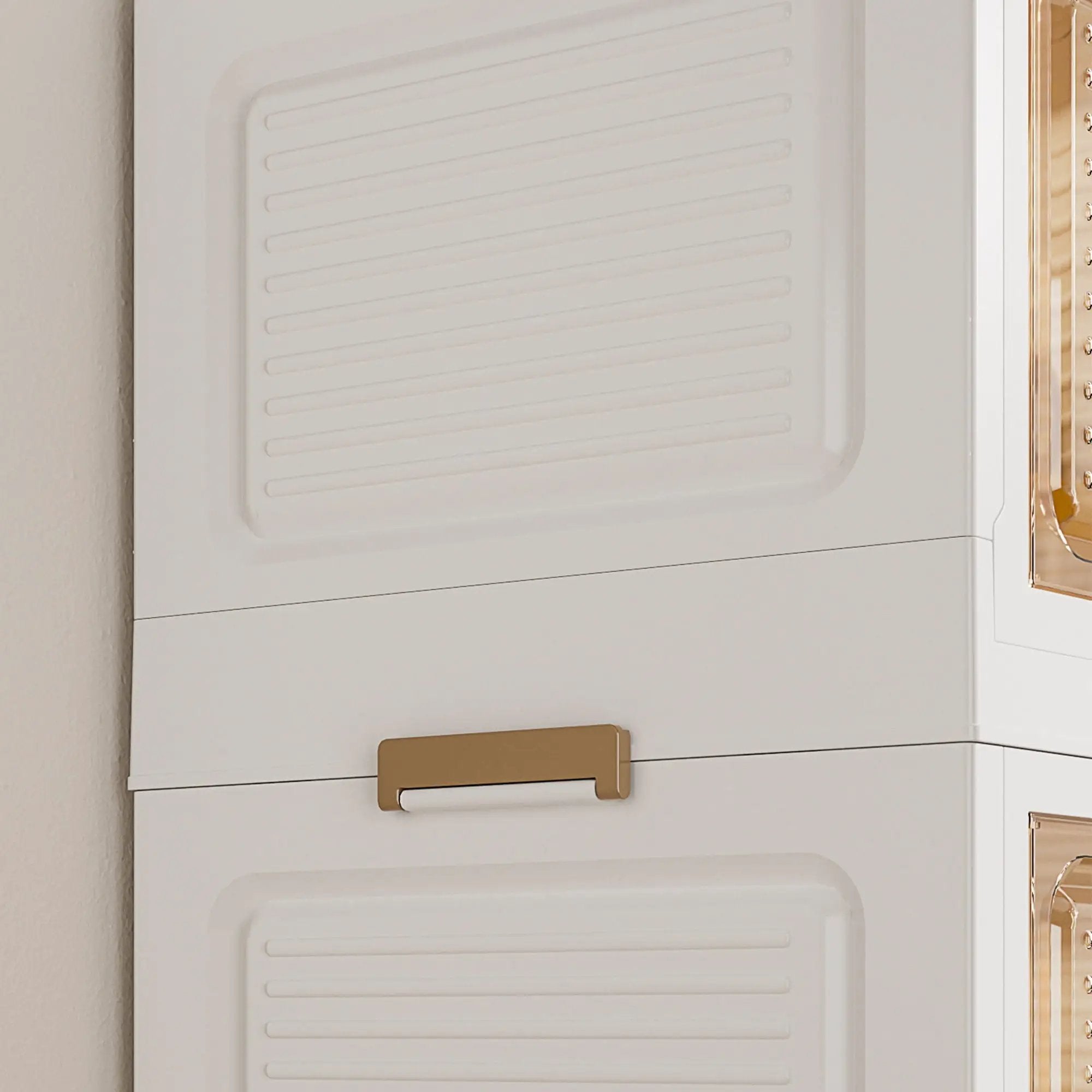 Portable Wardrobe Closet Storage Organizer For Clothes With Magnetic Doors, 12 Cubes & 2 Hanging Rods - White by HouseOfZazla