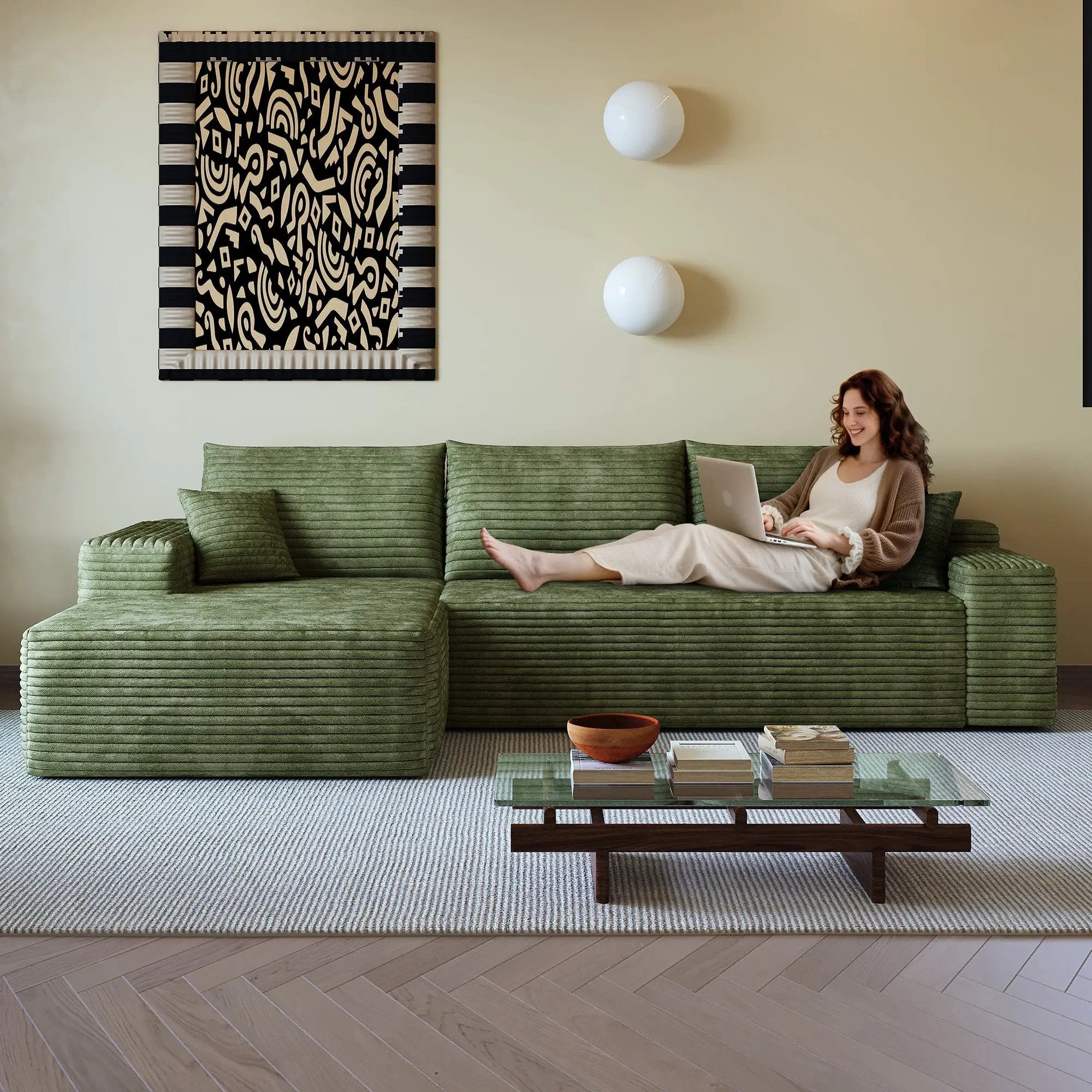 107" Cloud Sectional Couch with L-Shape Chaise by HouseOfZazla