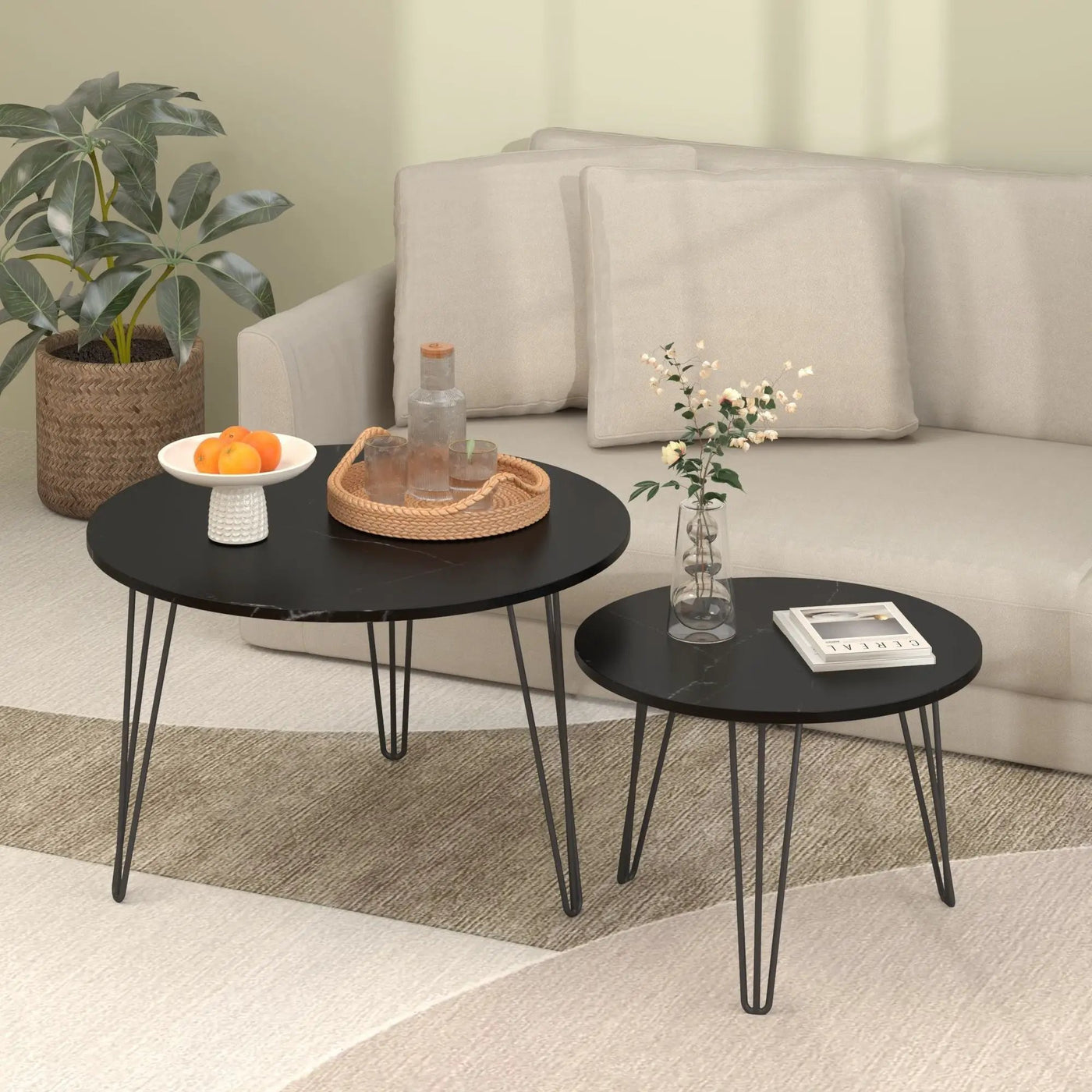 Round Nesting Coffee Table For Living Room (Set of 2) by Unique Piece Furniture