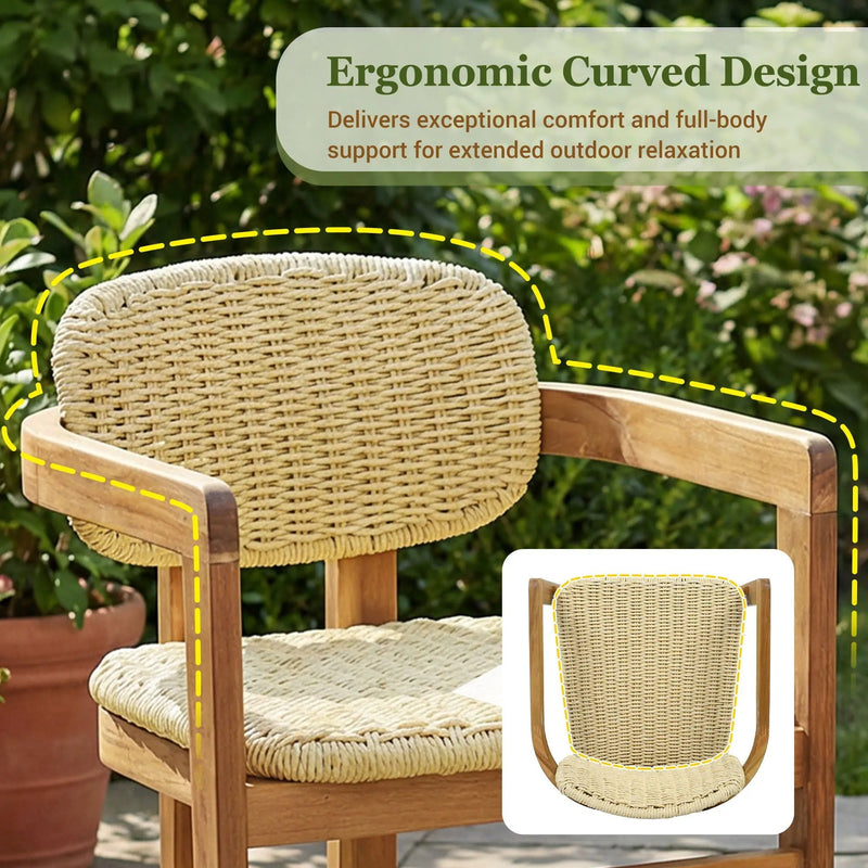 Outdoor Accent Armchairs For Patio (Set of 2) - Natural / Teak by HouseOfZazla