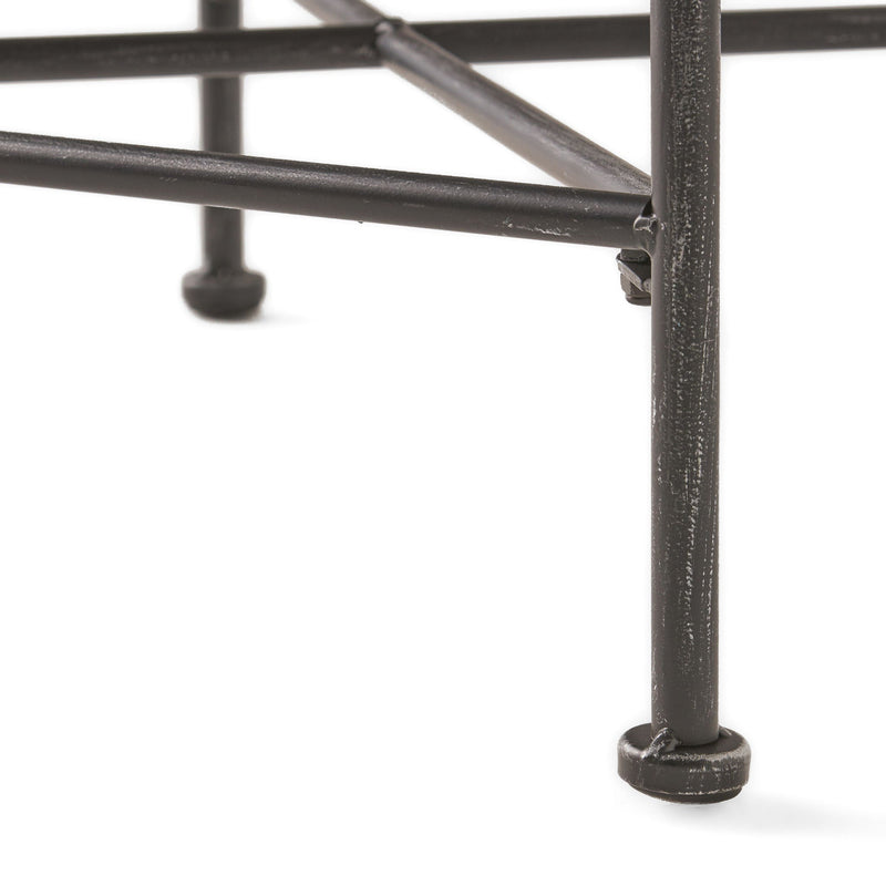 Outdoor Square Side Table with X Shaped Iron Frame - Black by HouseOfZazla
