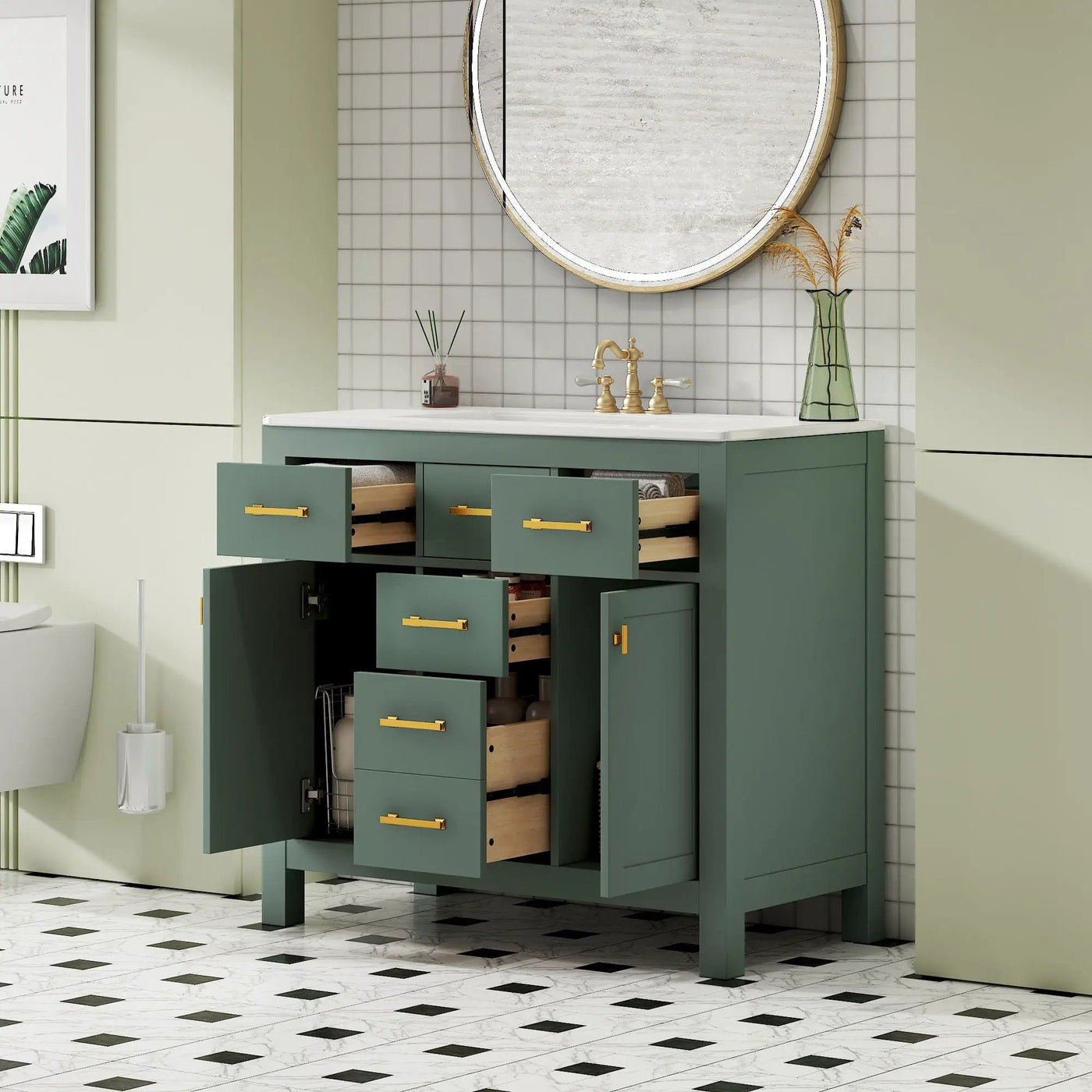 Bathroom Vanity With Sink Combo Set, Modern Bathroom Cabinet With 4 Drawers by Unique Piece Furniture