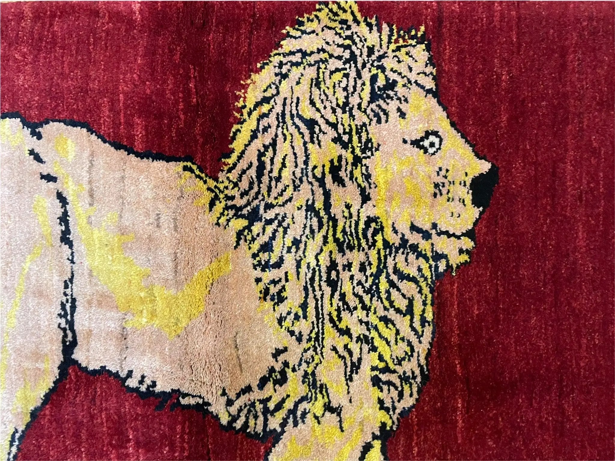 3 X 5 Handmade New Vintage Rug Quality Wool Lion Red Veggy Dyes Hand-Knotted by Jewel Rugs