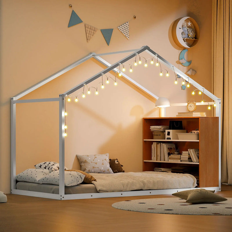 Bed House Frame With Shelves And Lights by HouseOfZazla