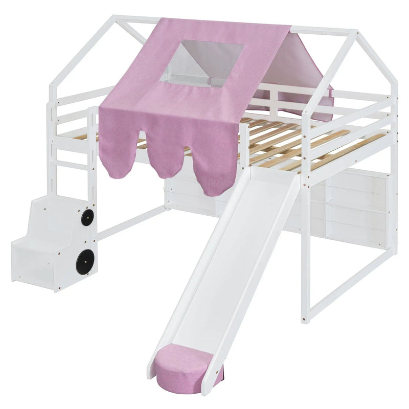 Loft Bed With House Shaped Frame And Tent by HouseOfZazla