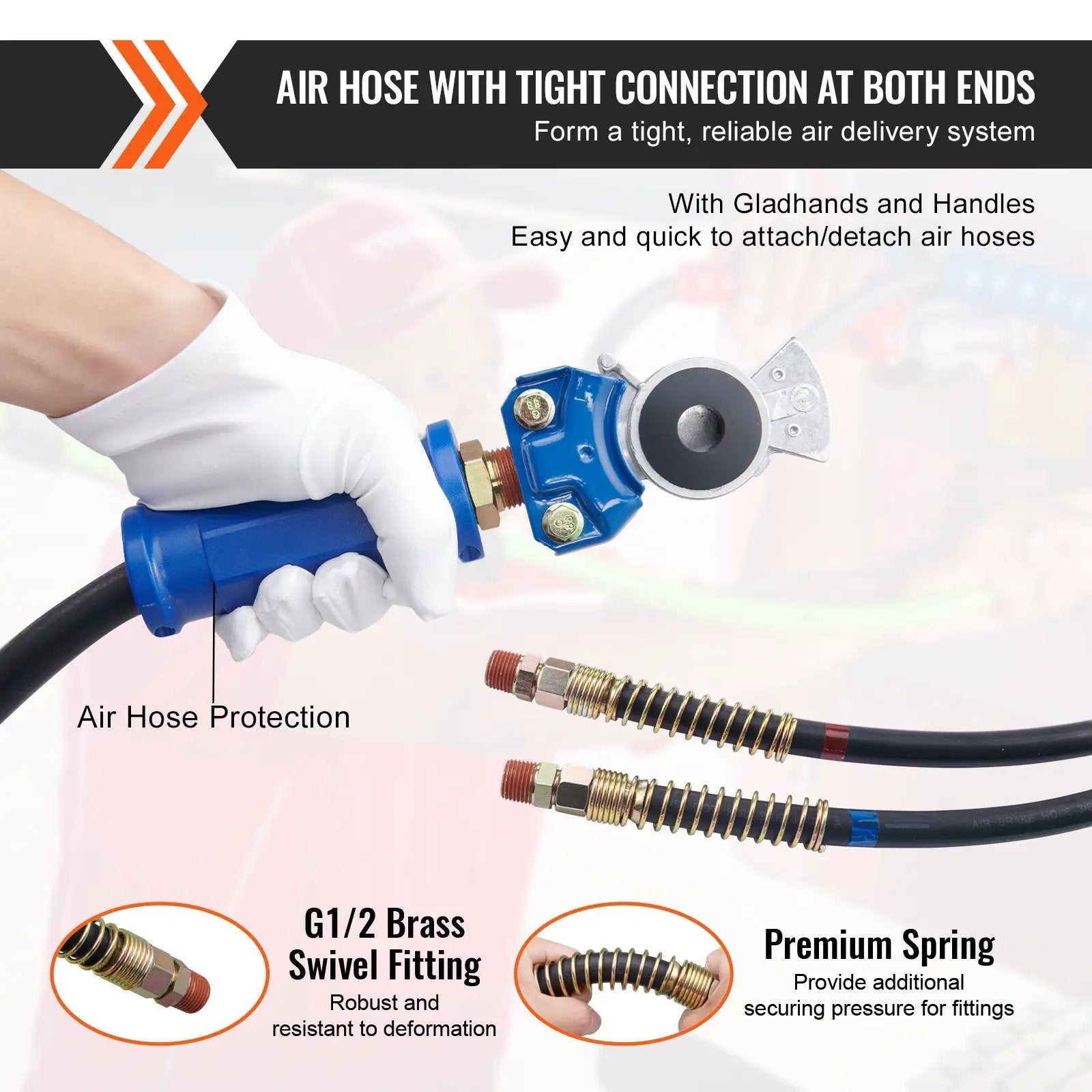 12FT Semi Truck Air Lines Kit with Glad Hands and 7-Way ABS Power Line by HouseOfZazla