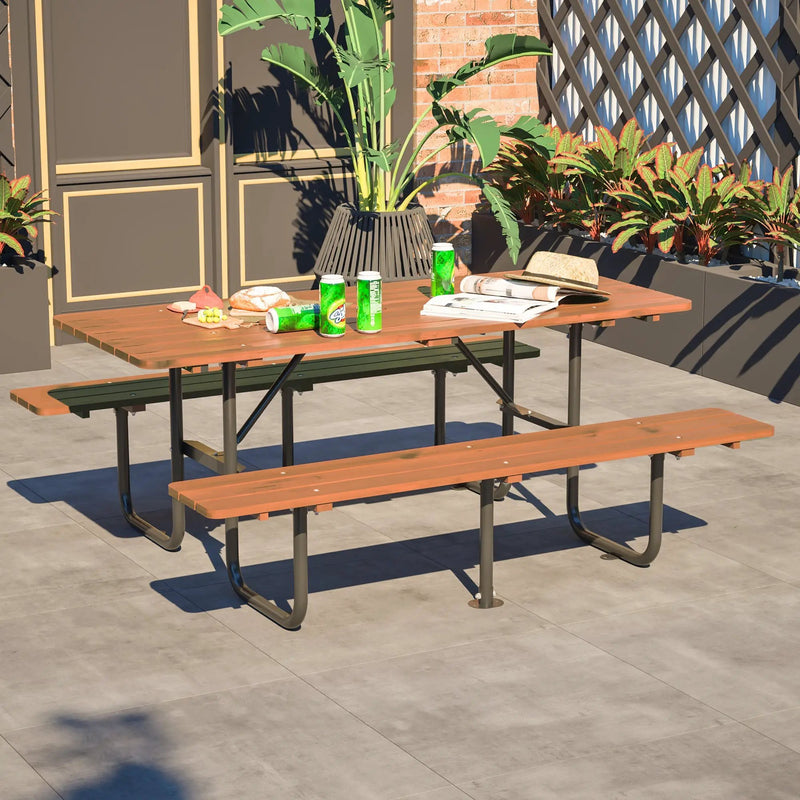 72" Rectangular Outdoor Picnic Table for 6 Person by HouseOfZazla