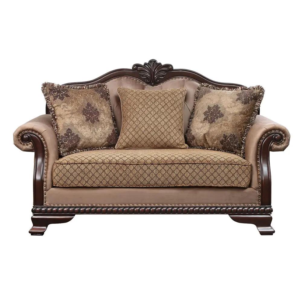 Chateau De Ville - Loveseat With 3 Pillows (Same Lv01589) - Fabric & Espresso by Unique Piece Furniture
