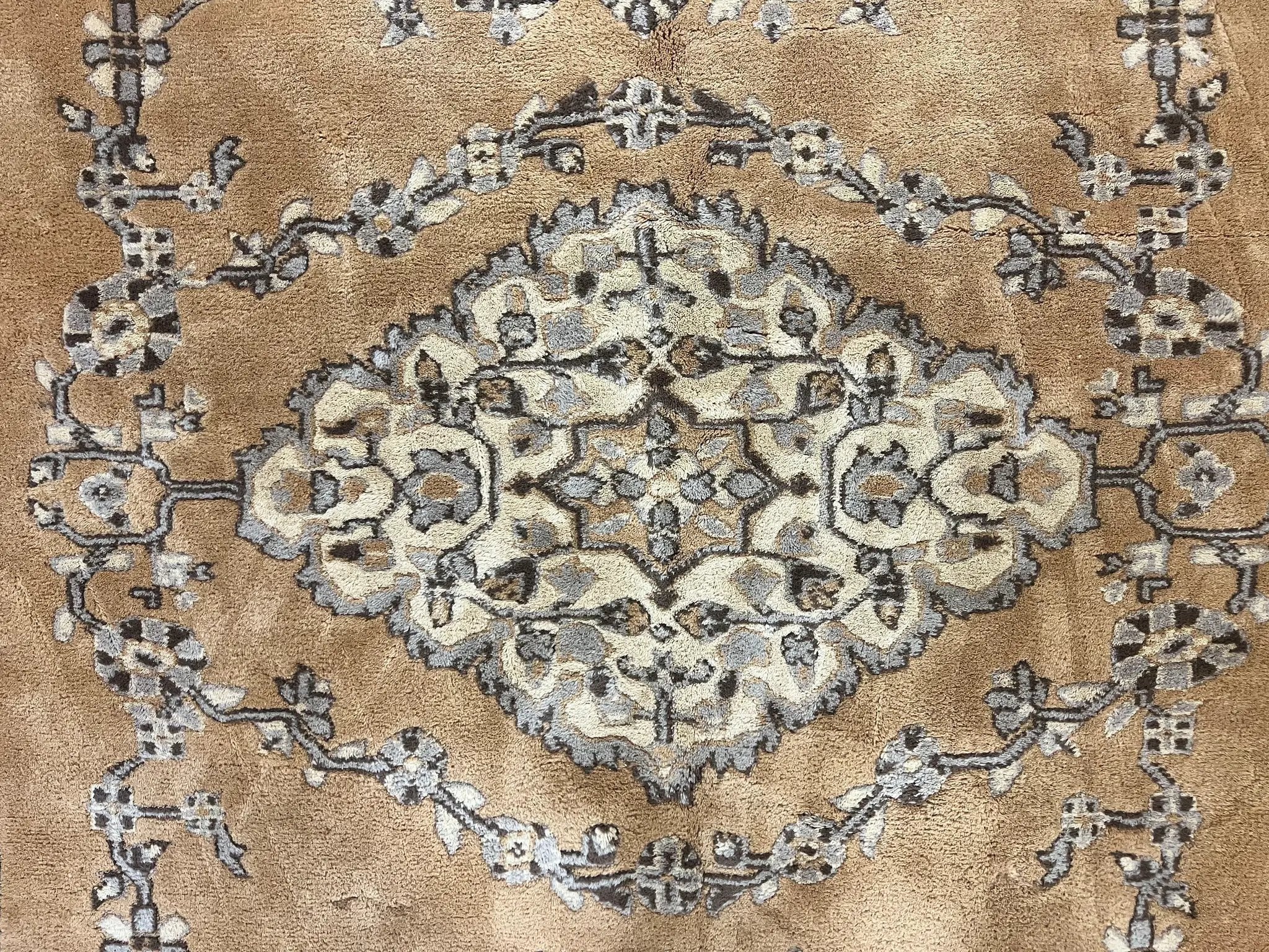 Indian Oushak Rug 8x10, Wool Hand Knotted Vintage Carpet by Jewel Rugs