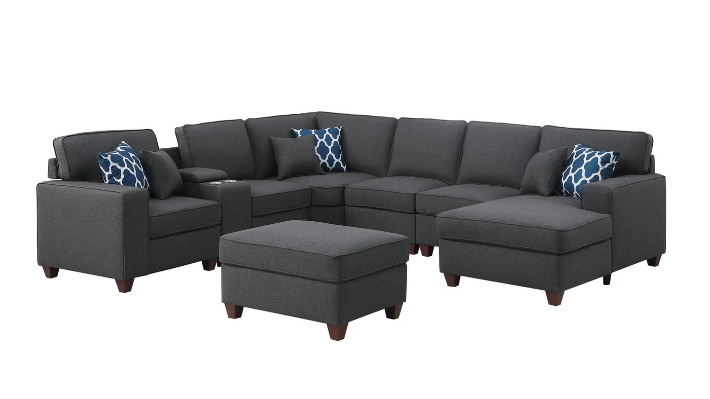 Tina - 8 Piece Upholstered Sectional With Ottoman by Unique Piece Furniture