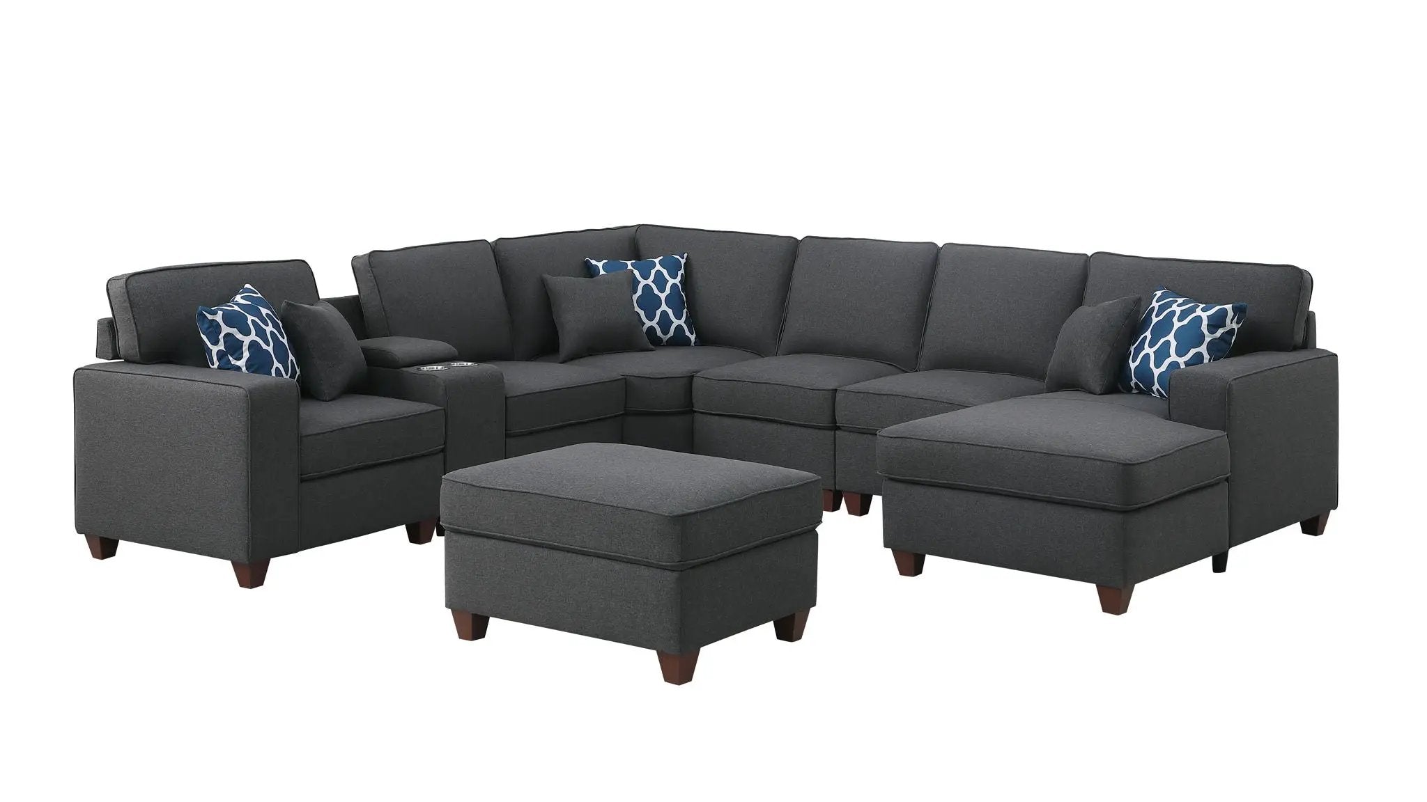 Tina - 8 Piece Upholstered Sectional With Ottoman by HouseOfZazla
