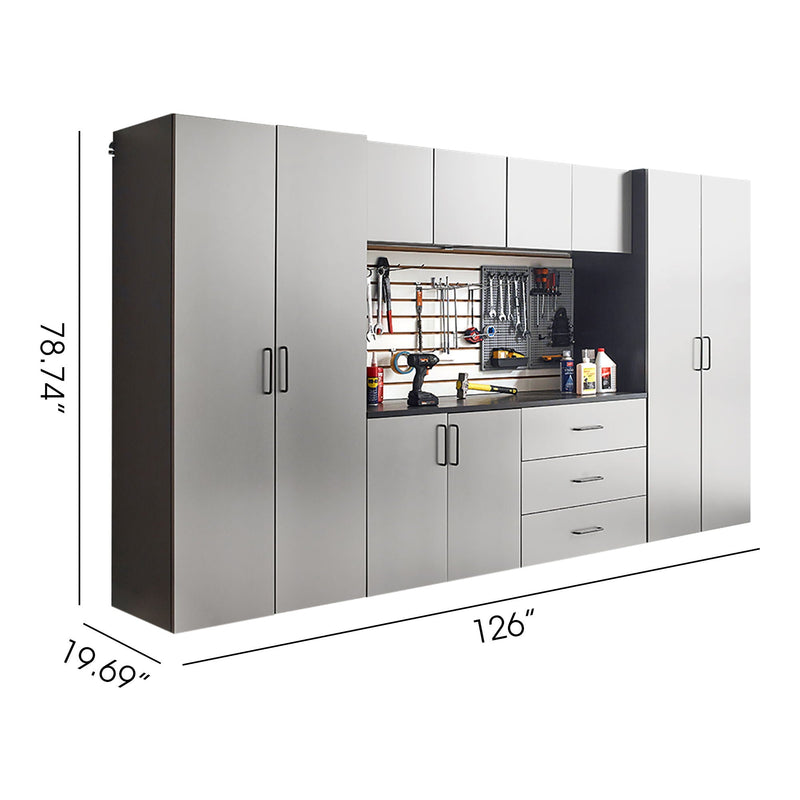 Astro Series - Garage Cabinet Set A With Soft Closing Drawers - Metallic Gray by HouseOfZazla