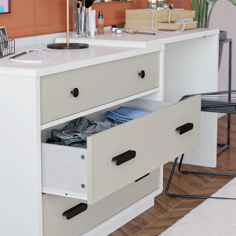 Valencia - 3 Drawer Dresser And Desk - Taupe by Unique Piece Furniture