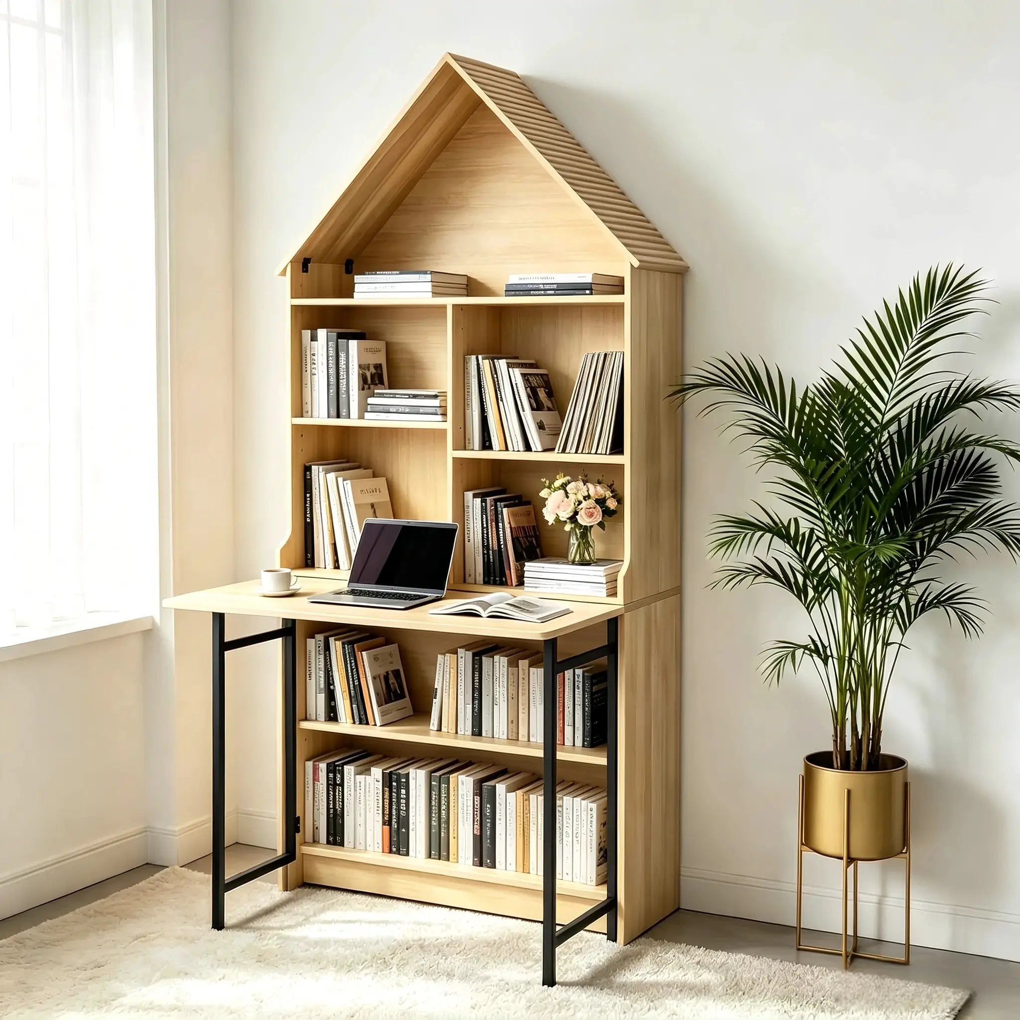 Folding Craft Desk with Storage Shelves by HouseOfZazla