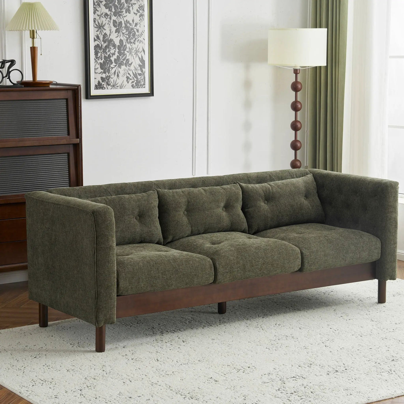 Upholstered Sofa Modern 3 Seater Sofa Couch With Tufted Design For Living Room by HouseOfZazla