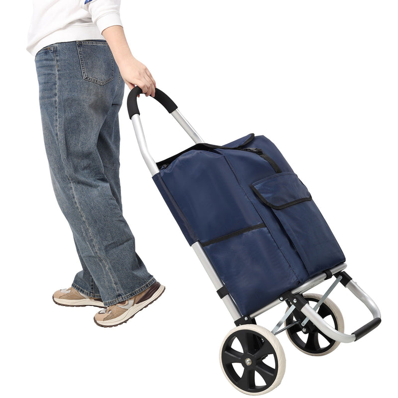 Foldable Shopping Trolley With Wheels And Waterproof Bag - Blue by HouseOfZazla