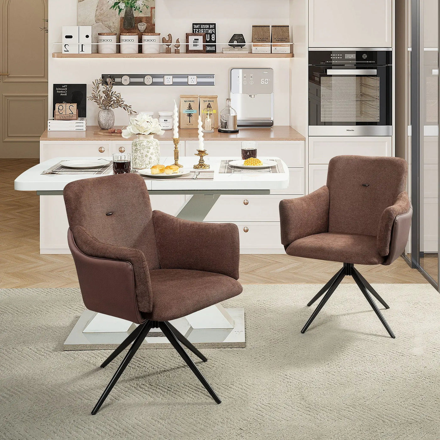 Swivel Home Office Desk Chairs With Arm (Set of 2) by Unique Piece Furniture