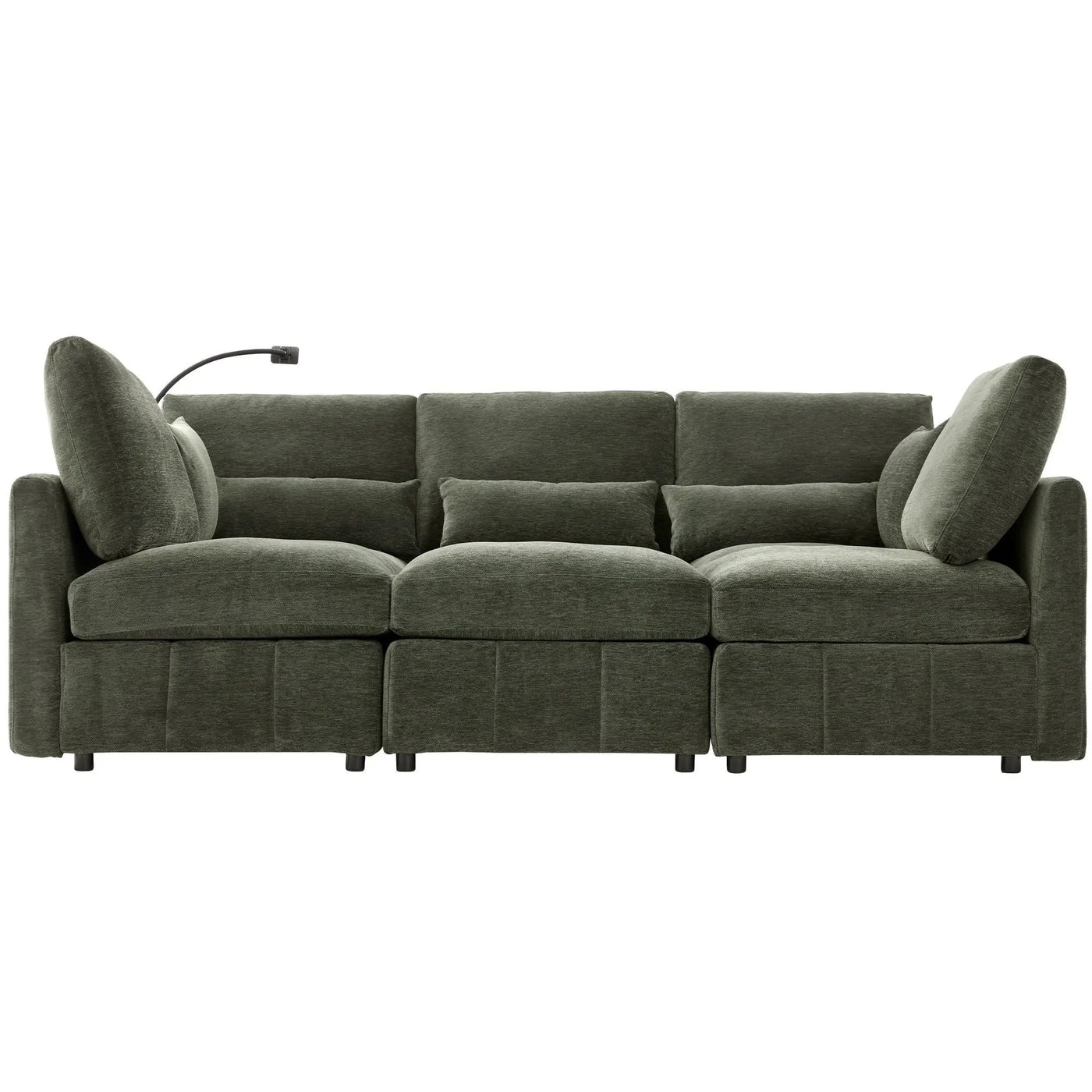 Modern Modular U-Shaped Sofa Bed With Movable Ottoman, USB Ports, Phone Holder by Unique Piece Furniture
