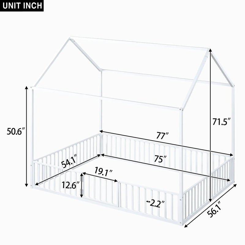 Metal House Bed With Fence And Door by HouseOfZazla