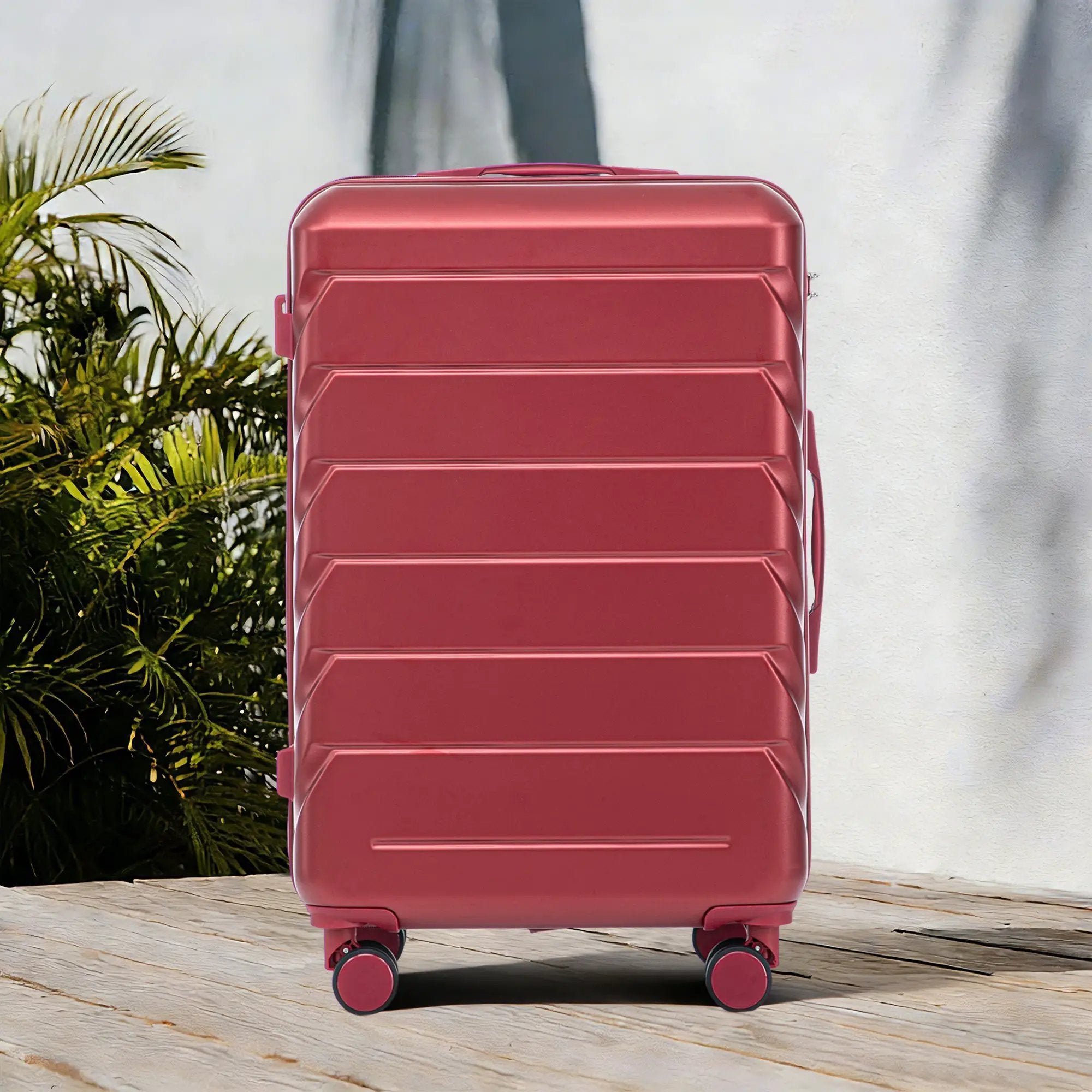 28 Inch ABS Hard Shell Large Travel Checked Luggage - Wine Red by HouseOfZazla