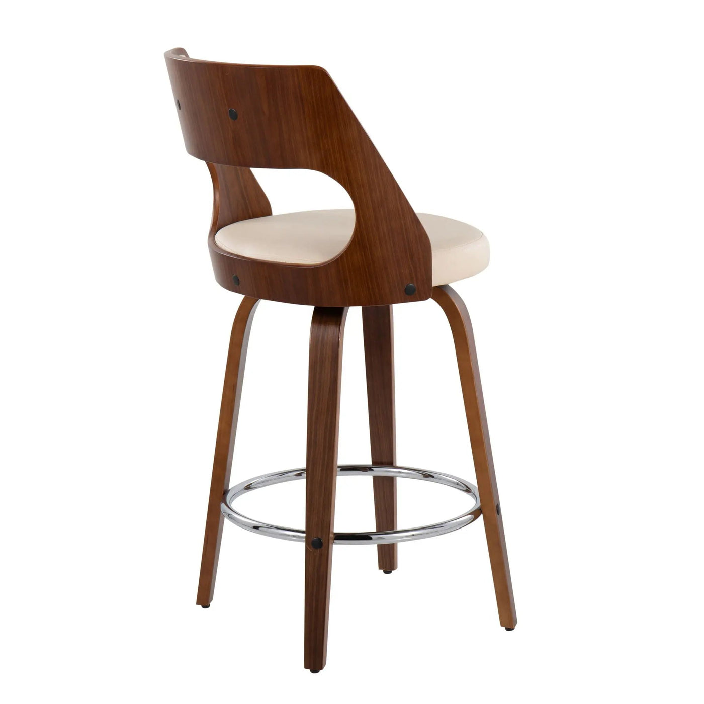 Cecina - Mid-Century Modern Fixed Height Counter Stool With Swivel And Round Footrest (Set of 2) by HouseOfZazla