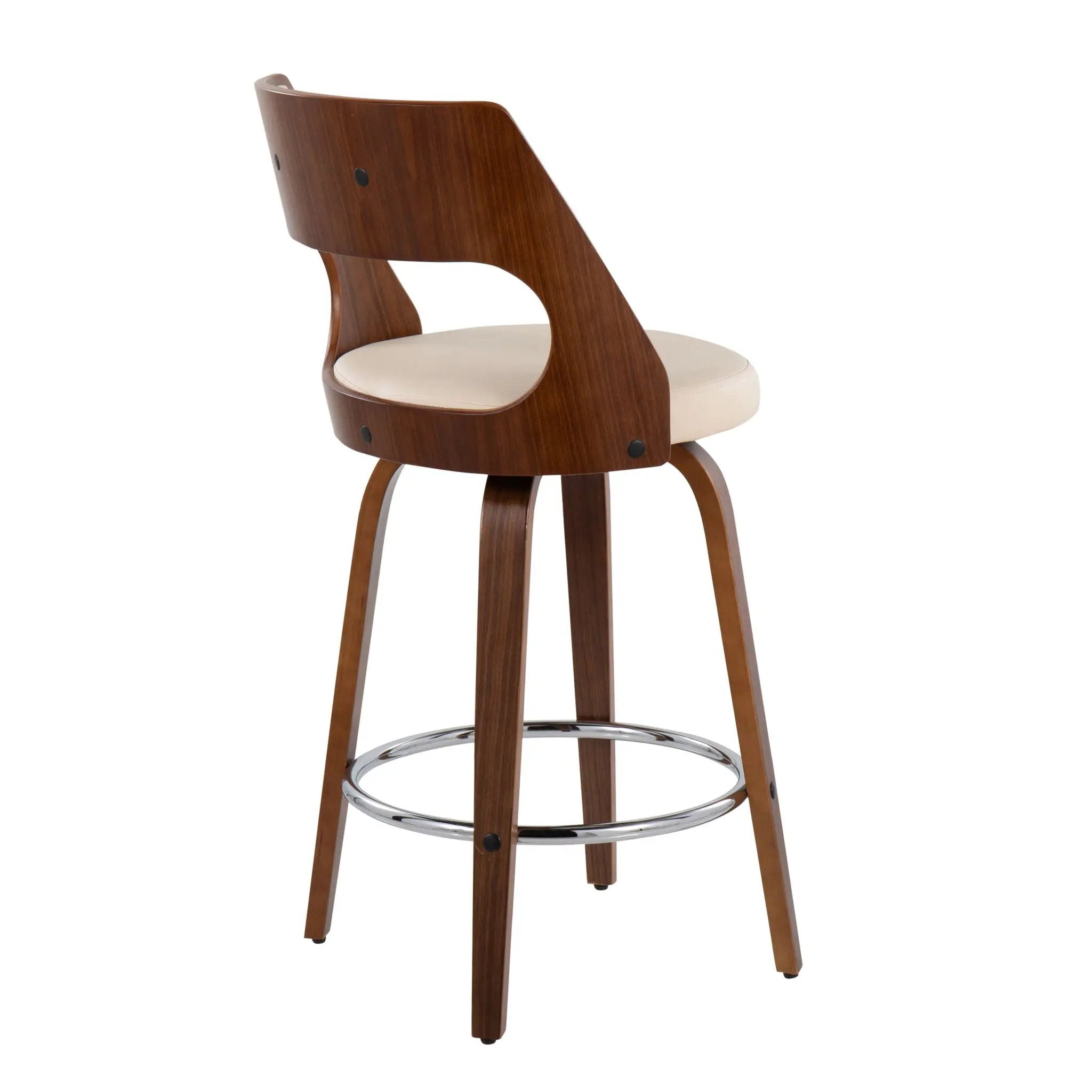 Cecina - Mid-Century Modern Fixed Height Counter Stool With Swivel And Round Footrest (Set of 2) by HouseOfZazla