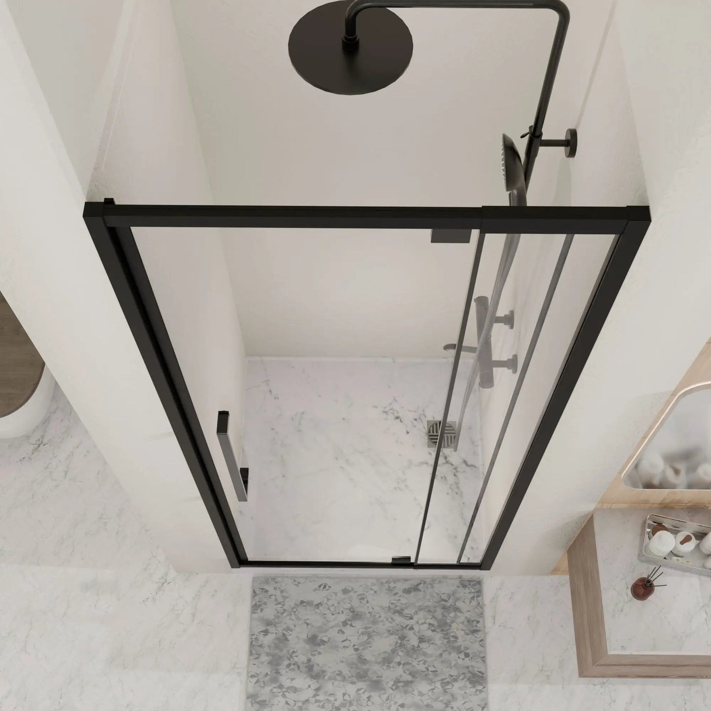 Semi Frameless Pivot Hinged Shower Door, Reversible Design by HouseOfZazla