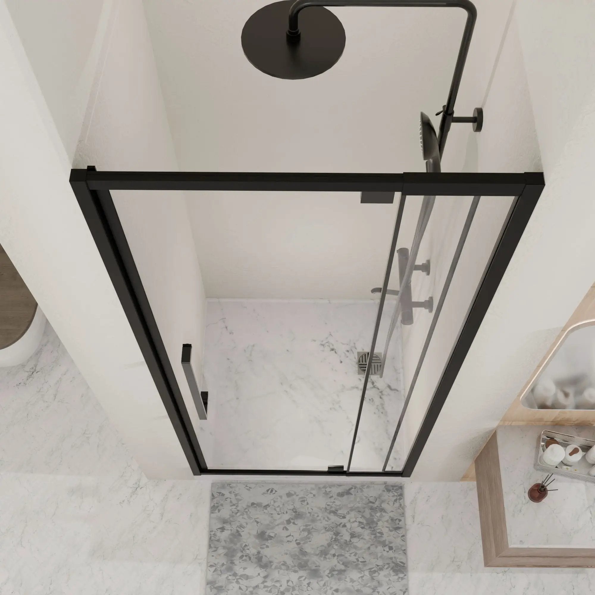 Semi Frameless Pivot Hinged Shower Door, Reversible Design by HouseOfZazla