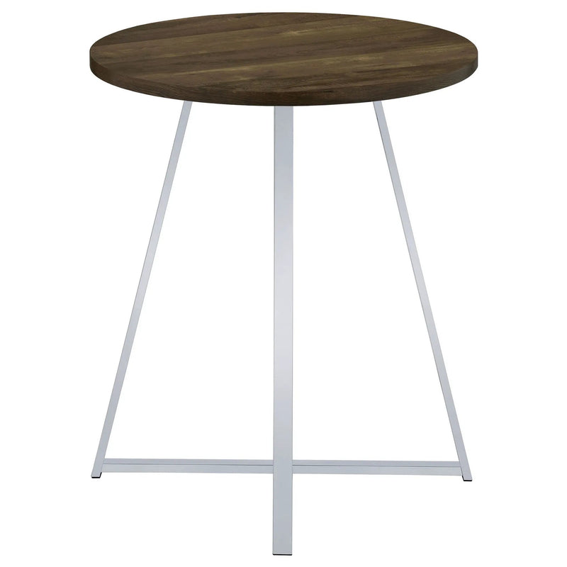 Burkhart Round 35-inch Pub Height Bistro Bar Table Brown Oak by Unique Piece Furniture