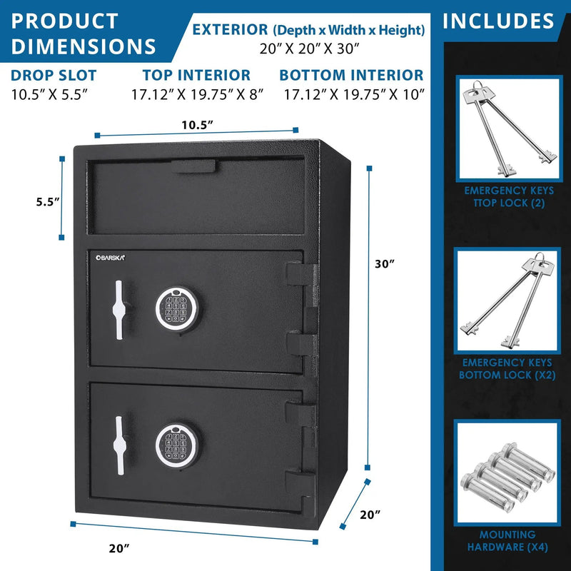 Digital Keypad 2 Lock Depository Safe 1 6 2 Cubic Ft - Black by HouseOfZazla