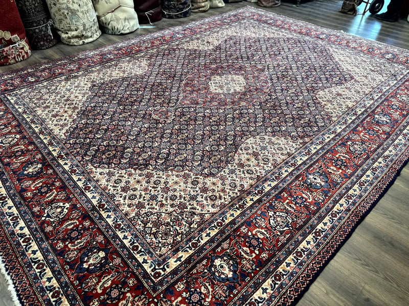 Persian Tabriz Rug 11x14 Navy Blue Herati Wool Carpet by Jewel Rugs