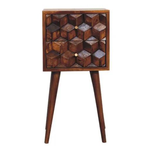 Mini Cube Carved 2 Drawer Nightstand by HouseOfZazla
