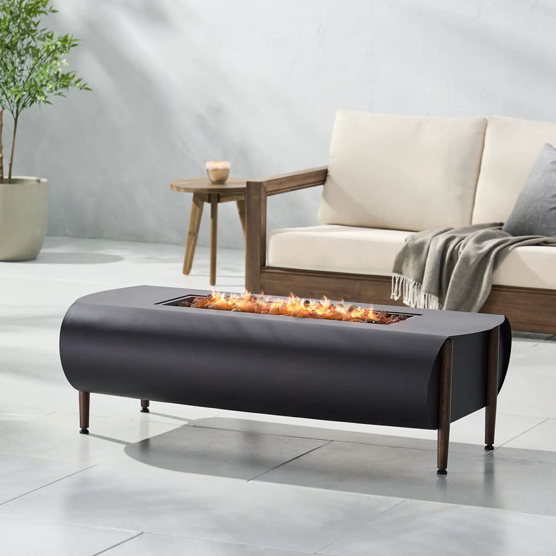 Vernon Rectangle Fire Pit 50,000 BTU - Dark Gray by HouseOfZazla