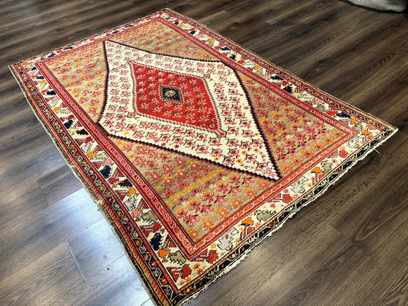 Antique Persian Malayer Rug 4x7, Tribal Senneh Carpet, Geometric, Diamond Design by Jewel Rugs