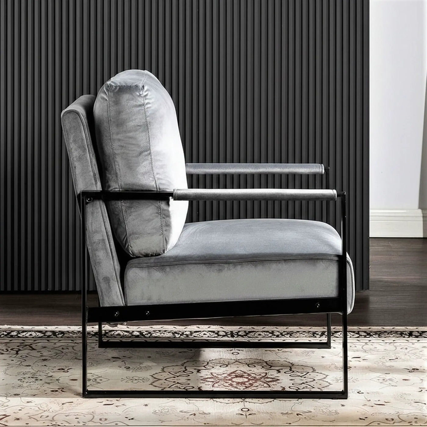 Classic Mid Century Modern Accent Chair With Durable Square Metal Frame, Armchair by Unique Piece Furniture