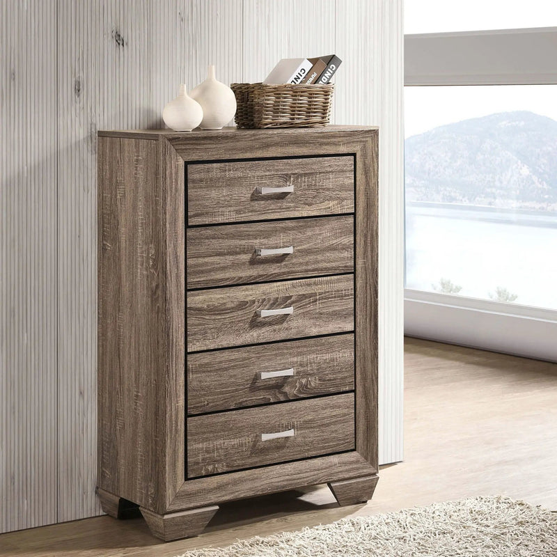 Harrison - 5 Drawer Bedroom Chest - Taupe by HouseOfZazla