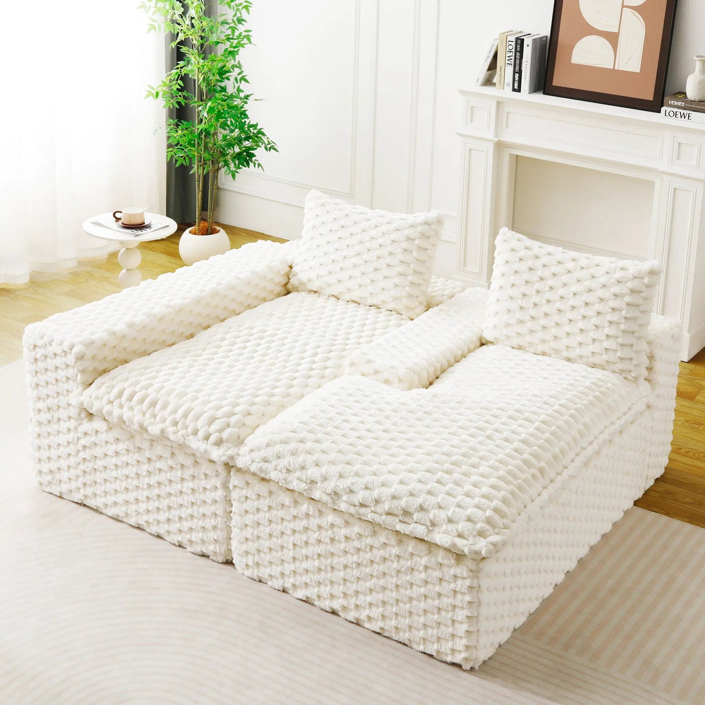 Modular Sofa, Convertible Twin Seat With Chaise Lounge by Unique Piece Furniture