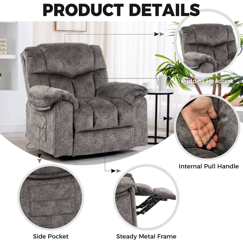 Swivel And Rocking Recliner Chair With Massage And Heating by HouseOfZazla