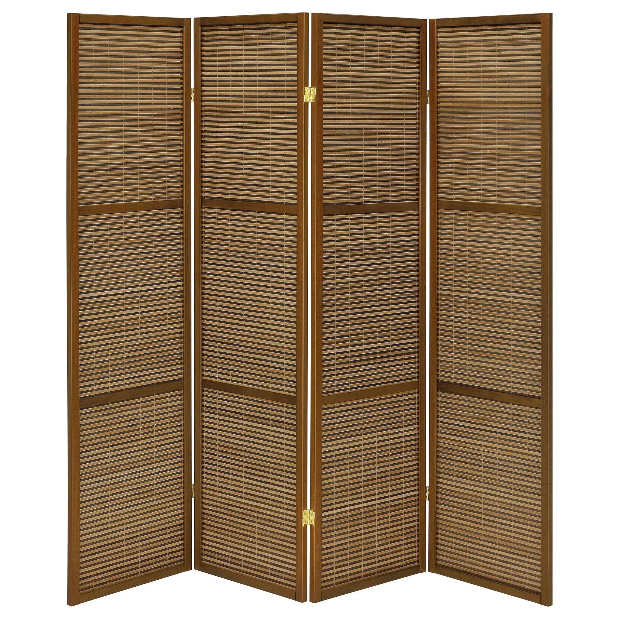 Browning 4-panel Bamboo Room Divider Folding Screen Walnut by Unique Piece Furniture