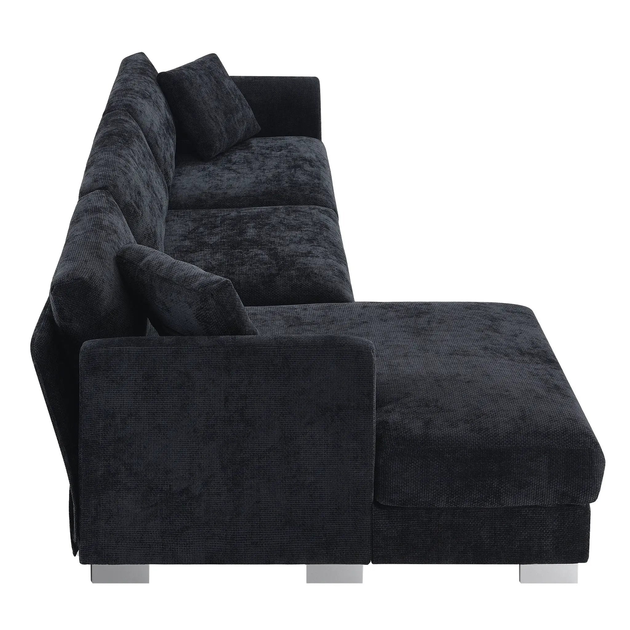 Modern Cloud Sectional Sofa L Shaped Luxury Couch Set With 2 Free Pillows 4 Seat With Oversized Chaise by HouseOfZazla