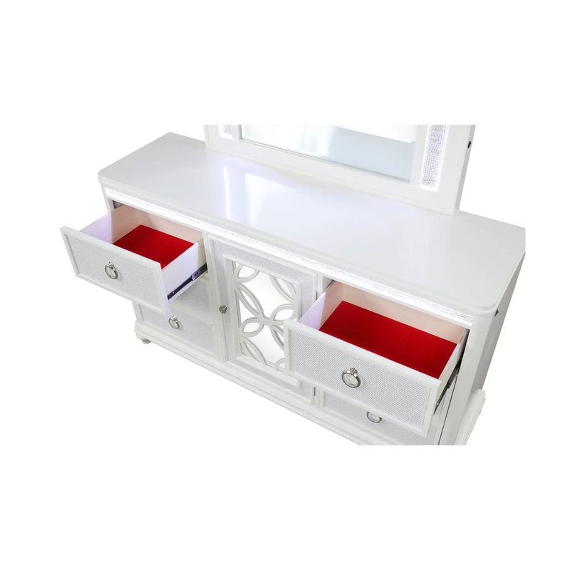 Abigale - 6 Drawer Dresser With LED (Includes Dresser Only, Mirror Not Included) - White by HouseOfZazla