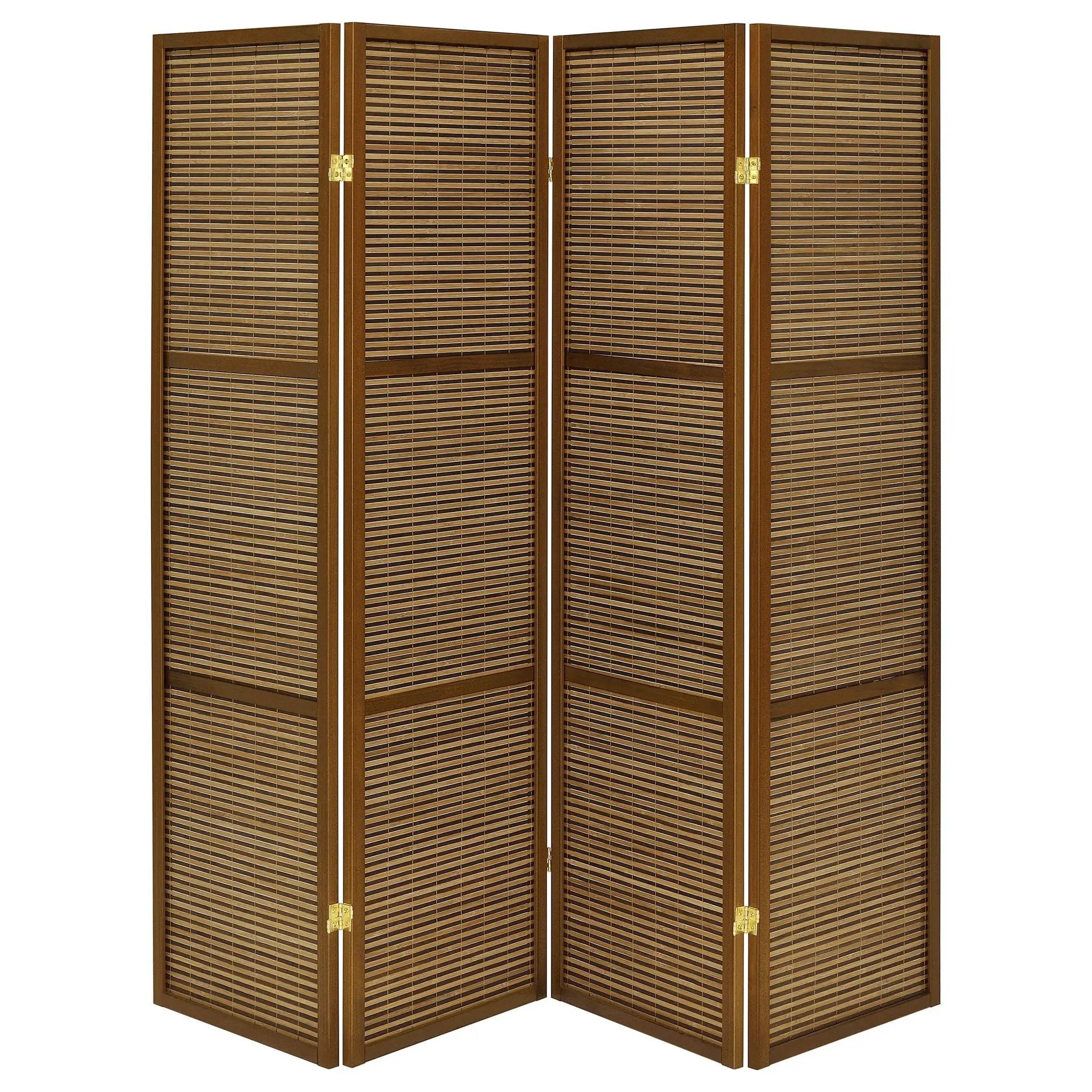 Browning 4-panel Bamboo Room Divider Folding Screen Walnut by Unique Piece Furniture