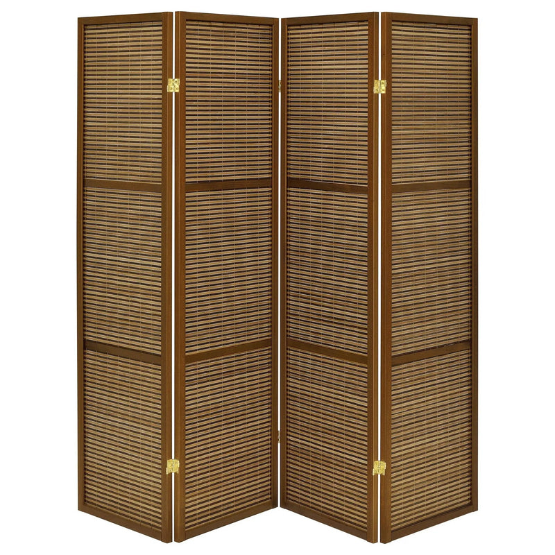 Browning 4-panel Bamboo Room Divider Folding Screen Walnut by Unique Piece Furniture