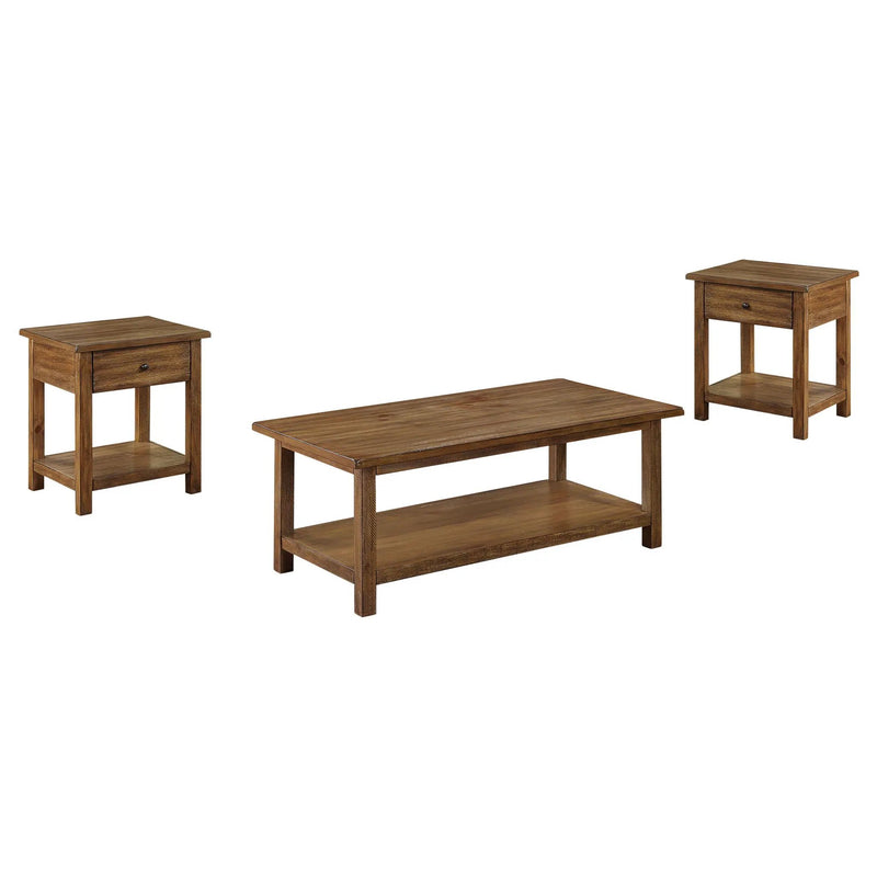Payne 3-piece Coffee and 1-drawer End Table Set Brown by Unique Piece Furniture