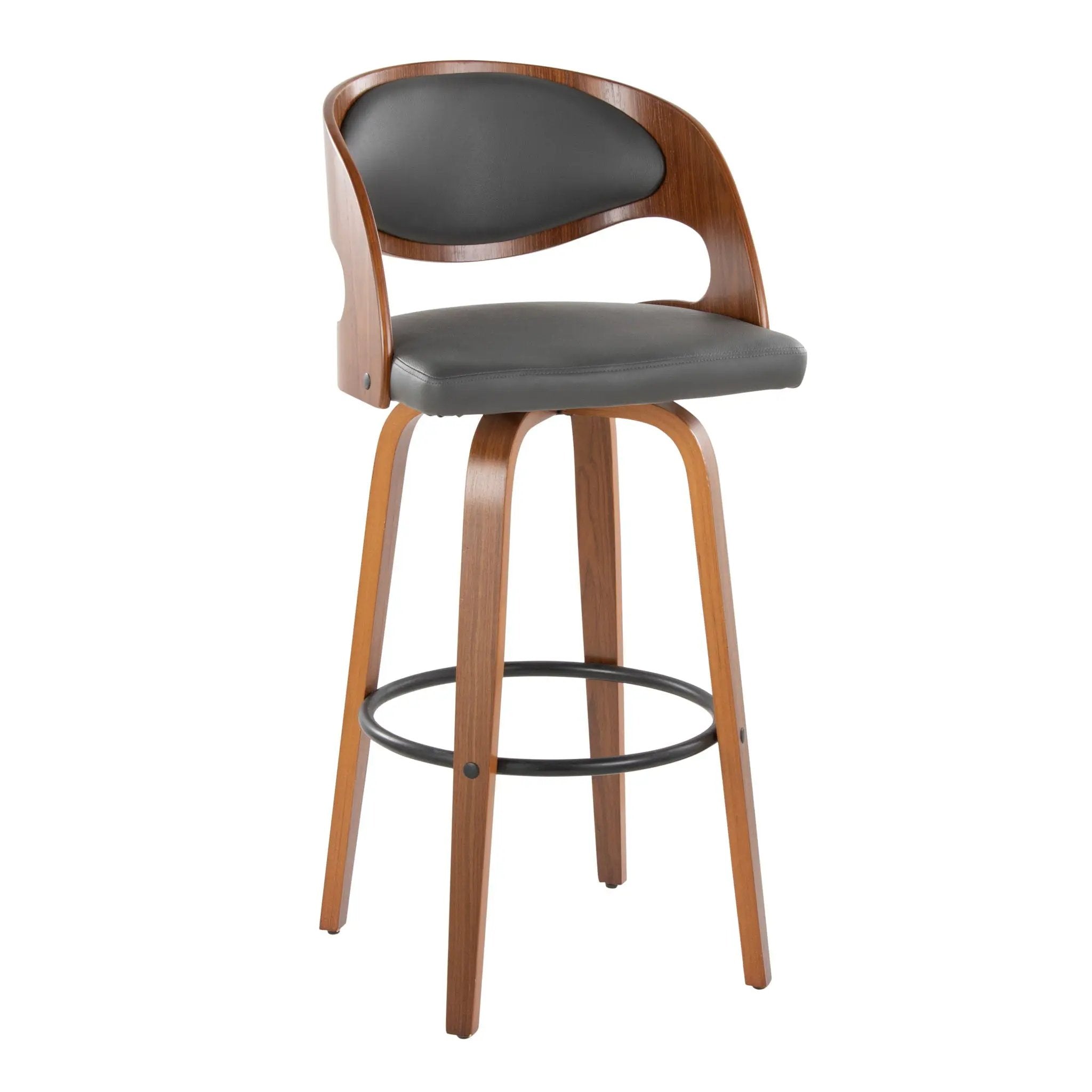Pino - Mid Century Modern Fixed Height Barstool With Swivel & Round Footrest (Set of 2) by Unique Piece Furniture